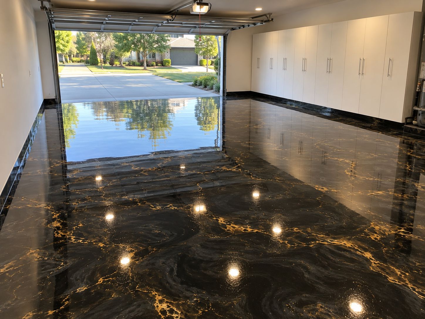 Black and gold metallic garage floor