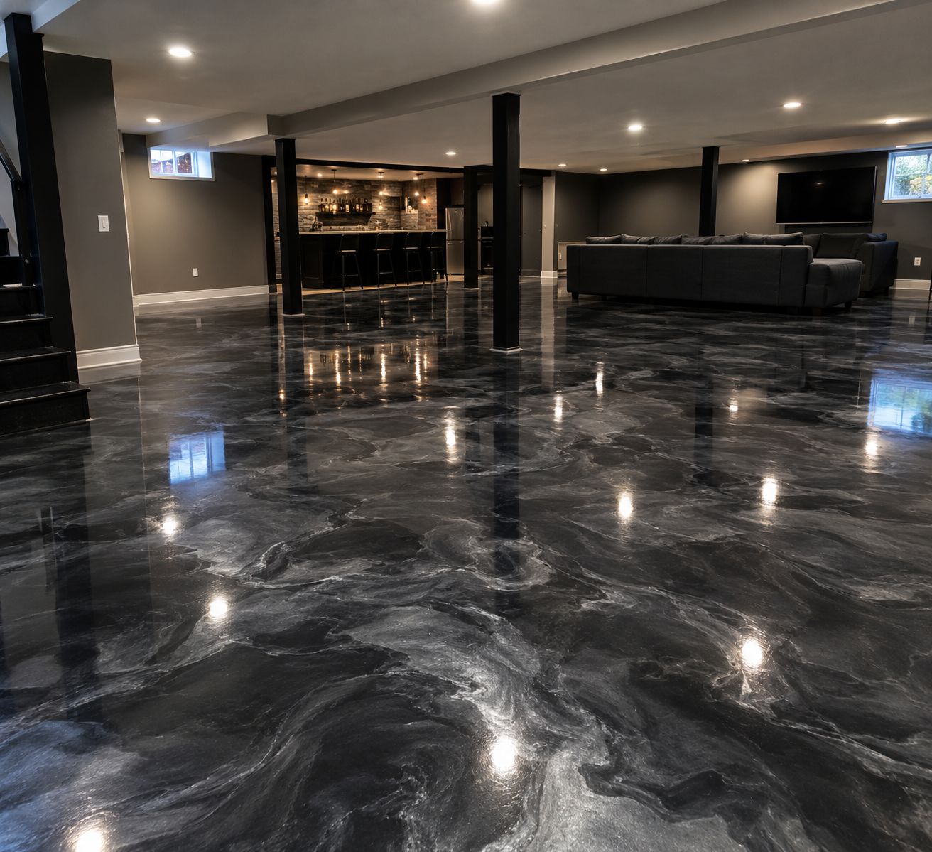 Basement epoxy floor near Lake Oswego