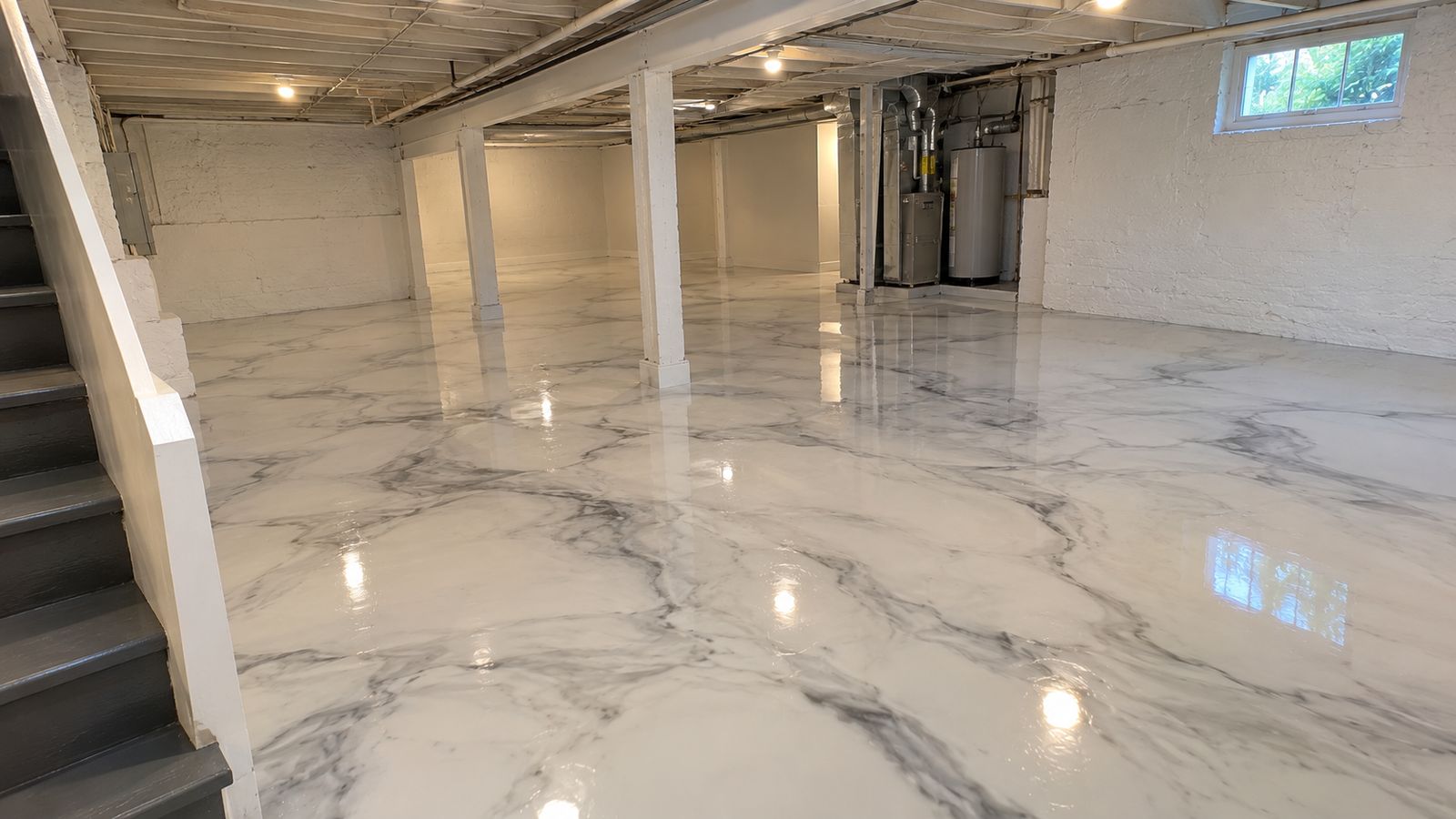 Basement epoxy floor near Clackamas