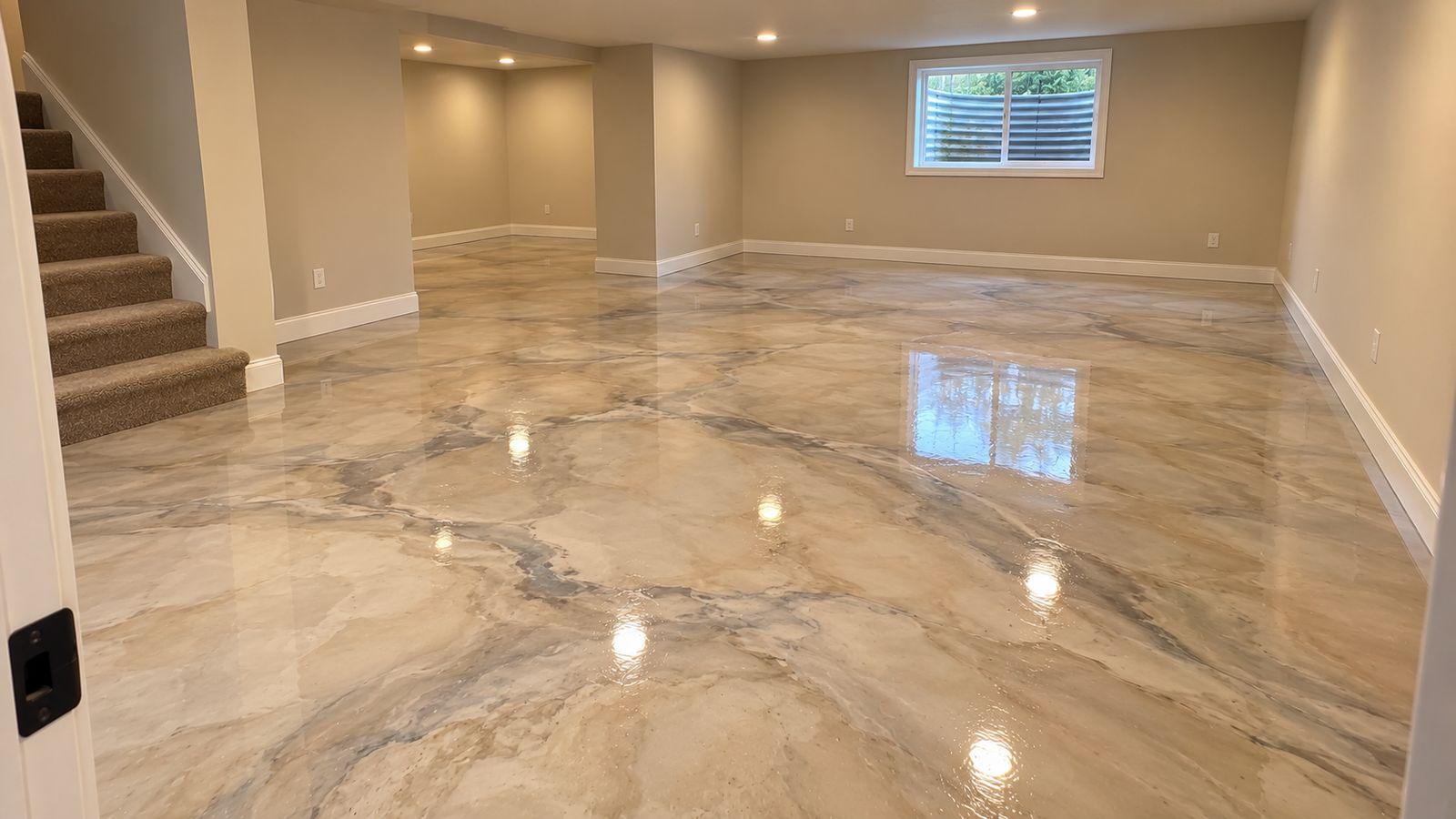 Basement epoxy floor near Sherwood