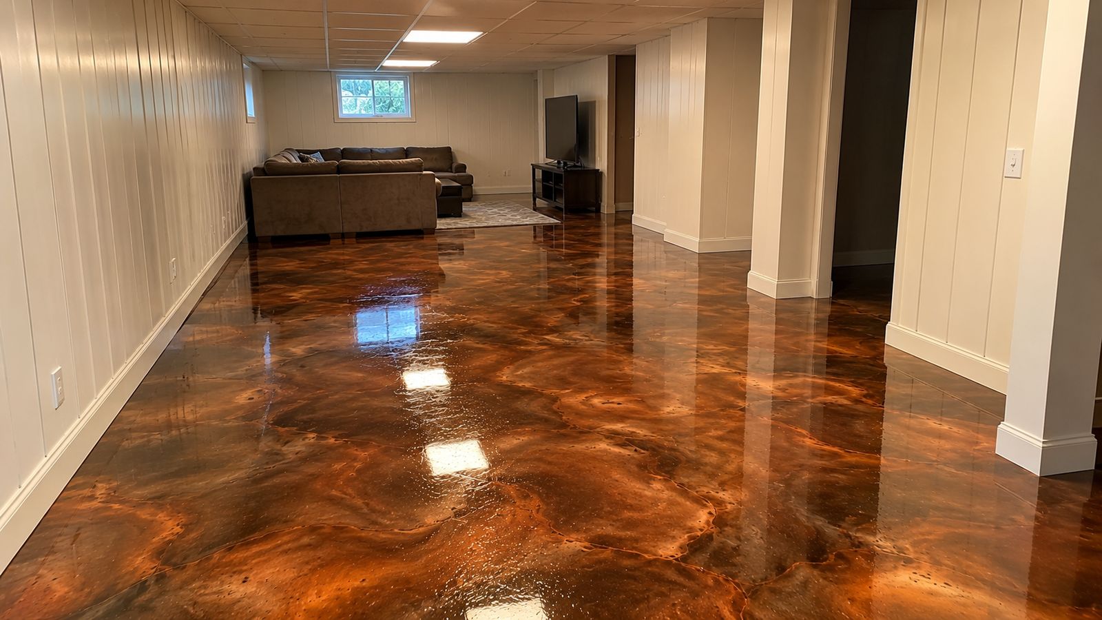 Metallic epoxy floor near Happy Valley