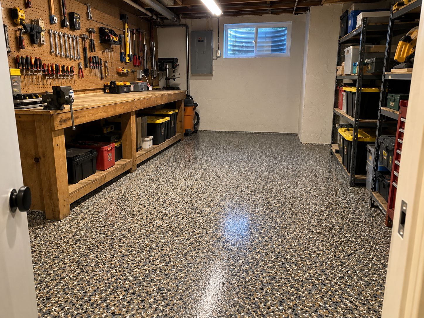Basement epoxy floor near Portland