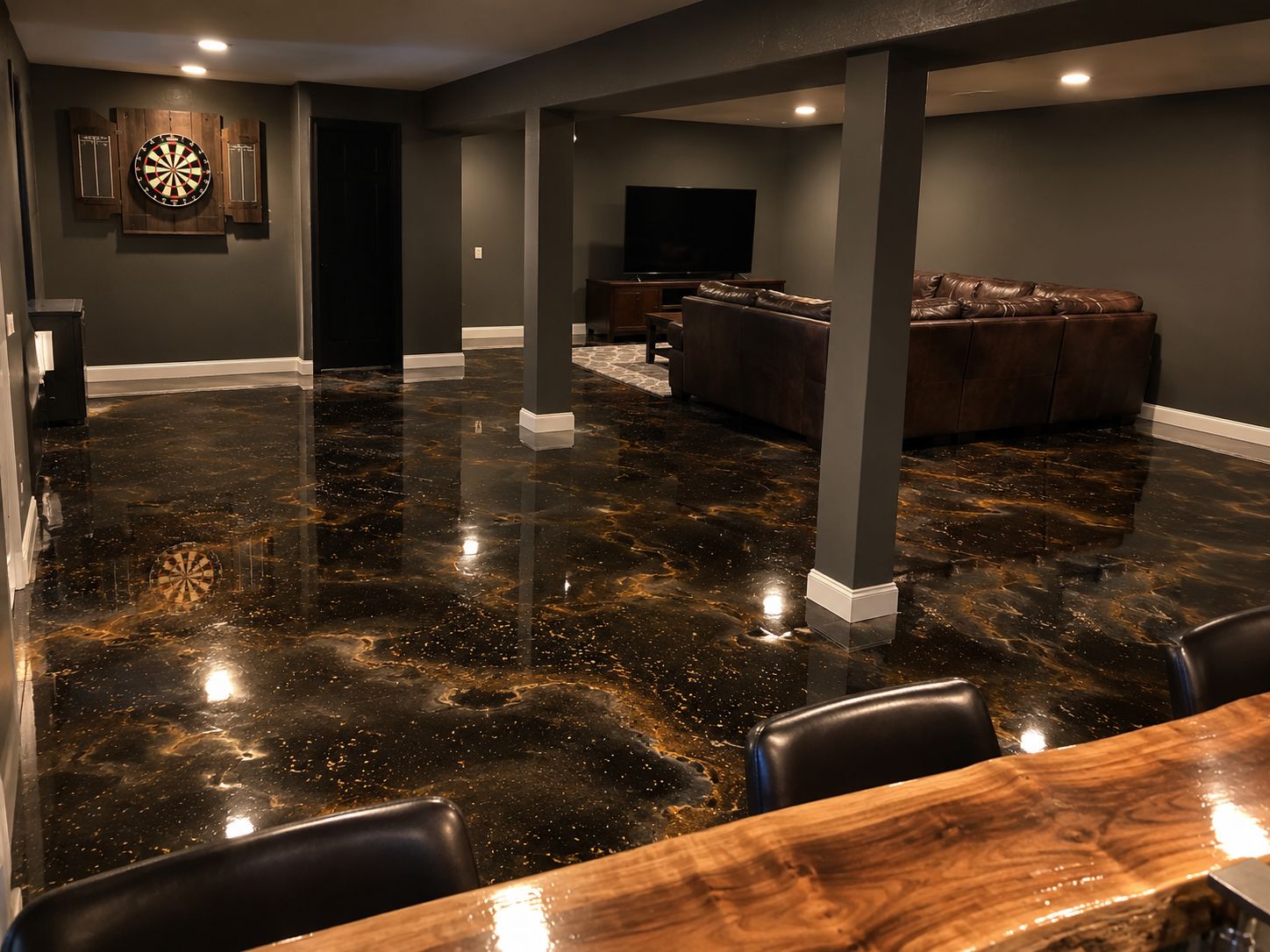 Basement epoxy floor near Gresham