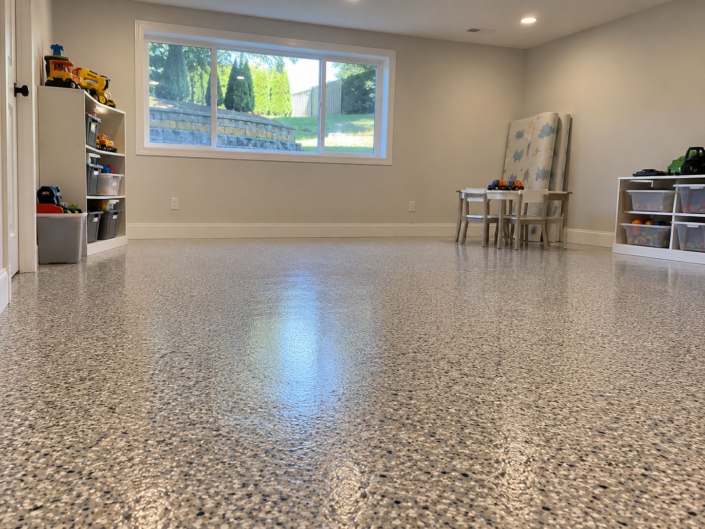 Basement epoxy floor near Oregon City