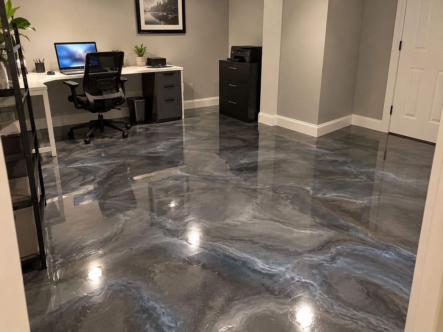 Basement epoxy floor near Camas