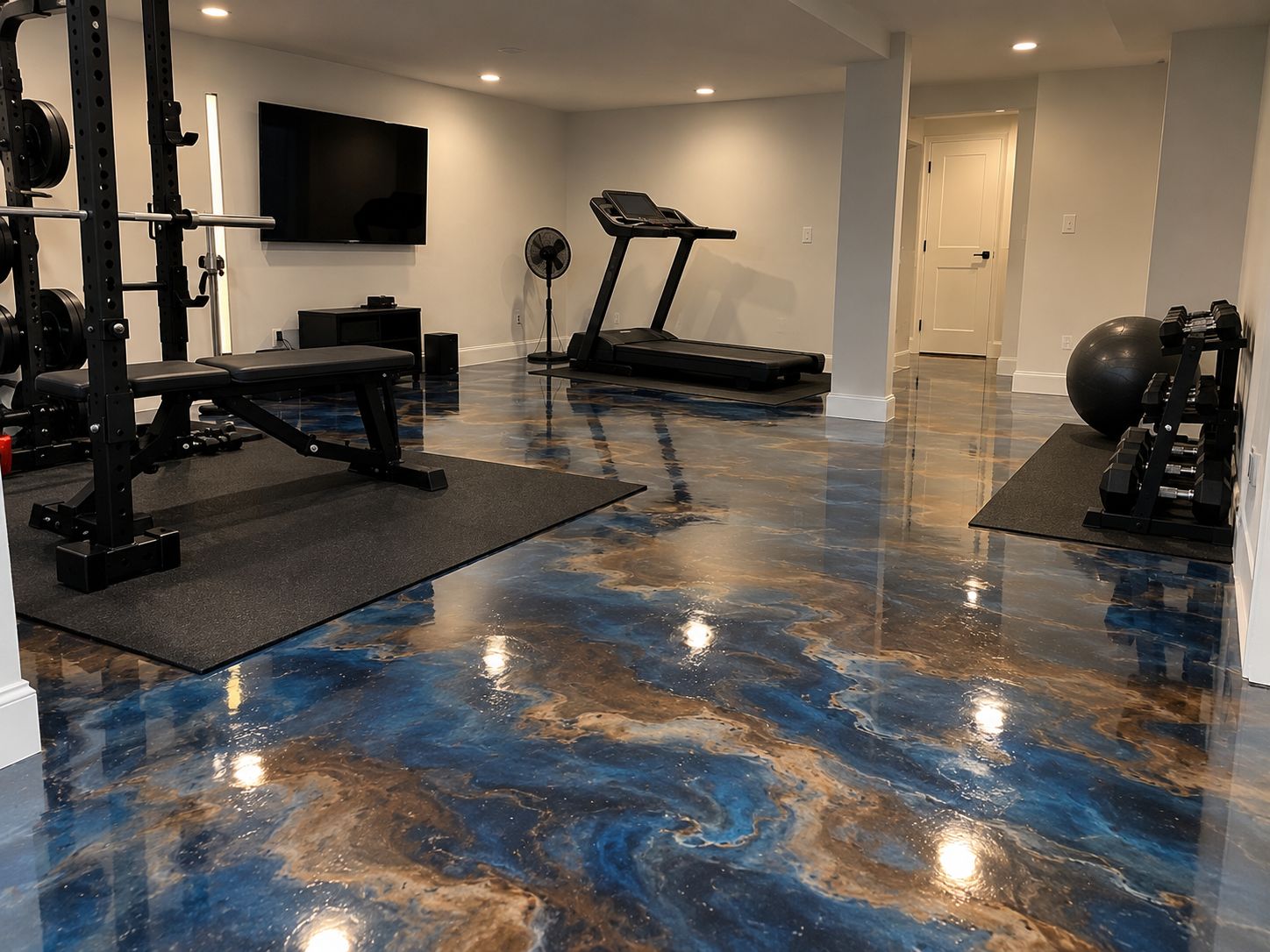 Basement epoxy floor near Portland