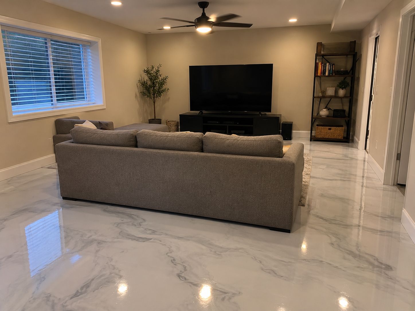Basement epoxy floor near La Center