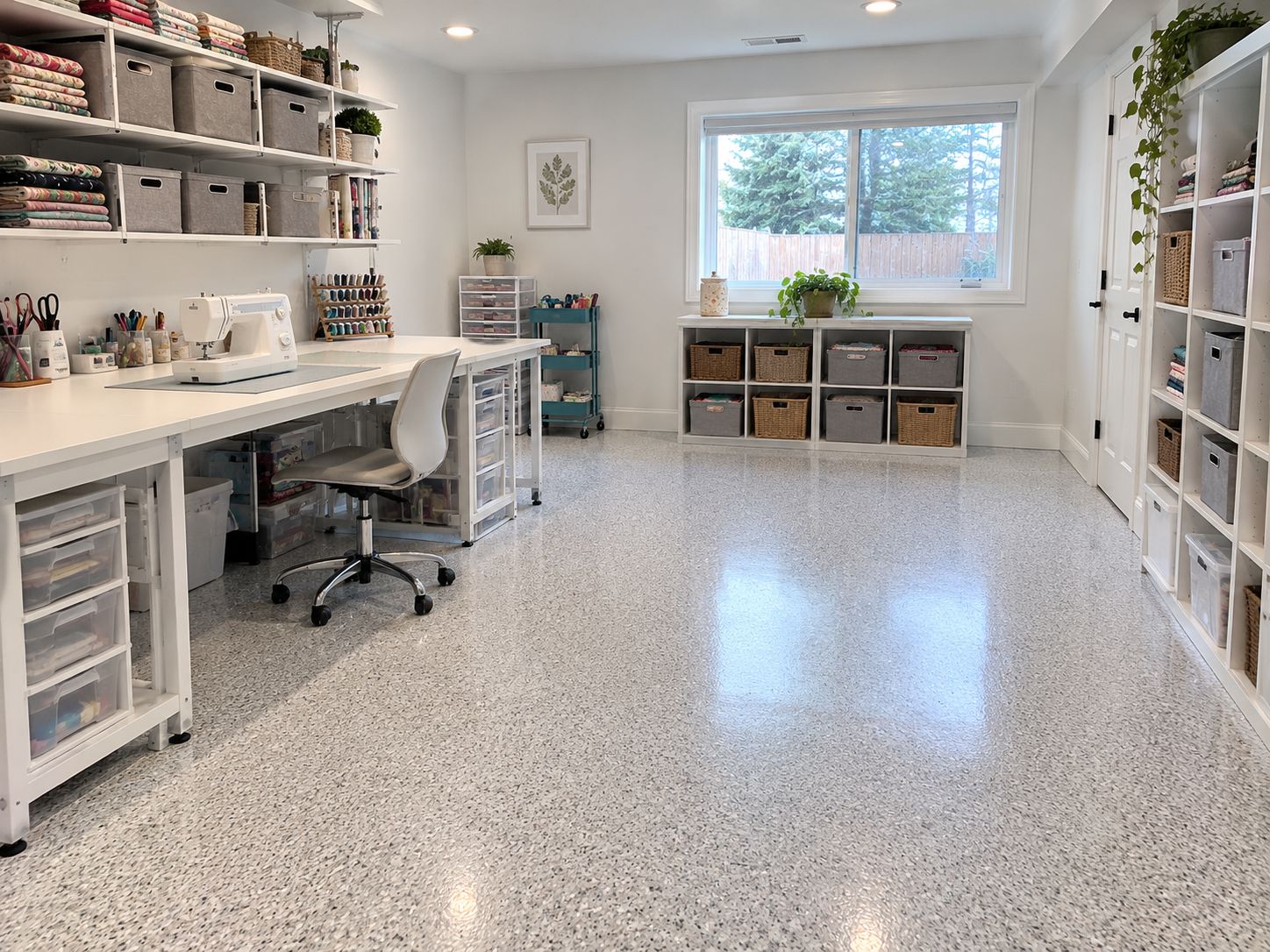 Basement epoxy floor near Sherwood
