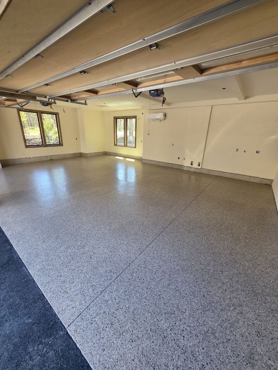 Same garage after epoxy flake floor installed by 360 Surfaces, Vancouver WA