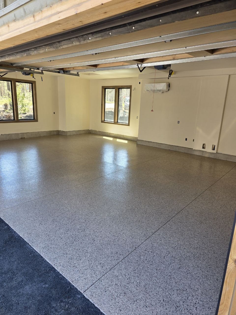 Epoxy flake garage floor installed by 360 Surfaces, Vancouver WA